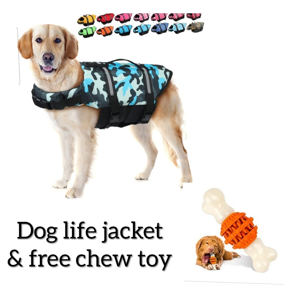 Dog life jacket and chew toy